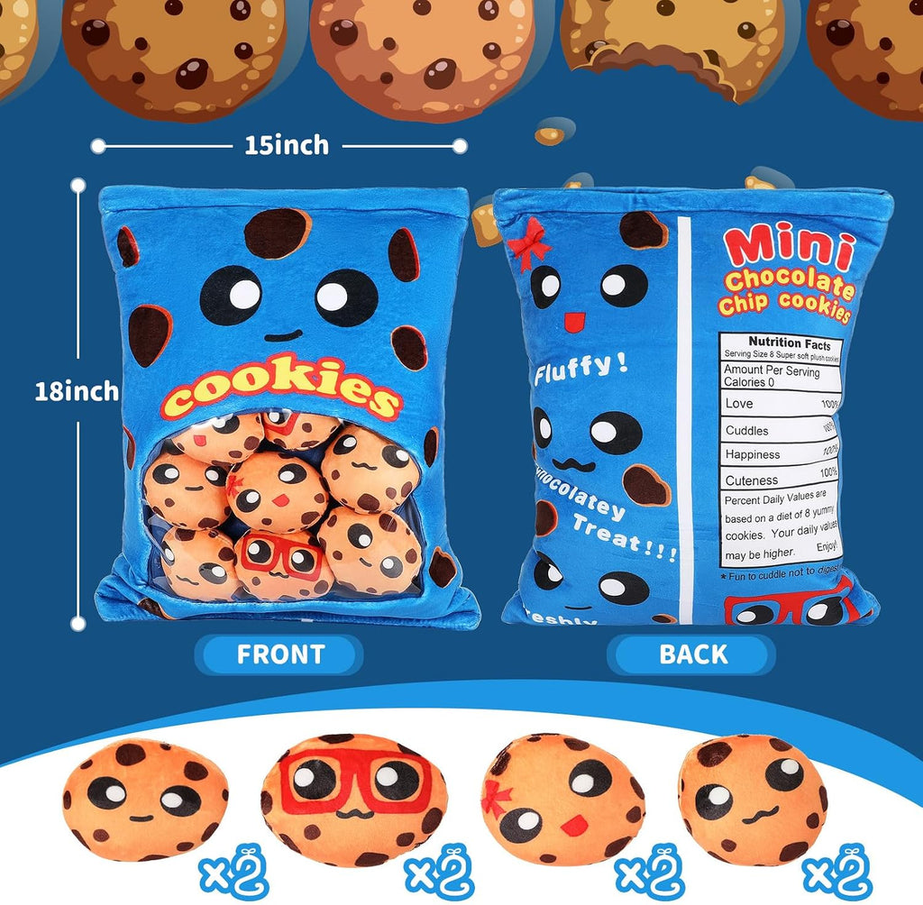Civaner Cookies Plush Pillow, Kawaii Room Decor, 8 Cookies in 1 Bag