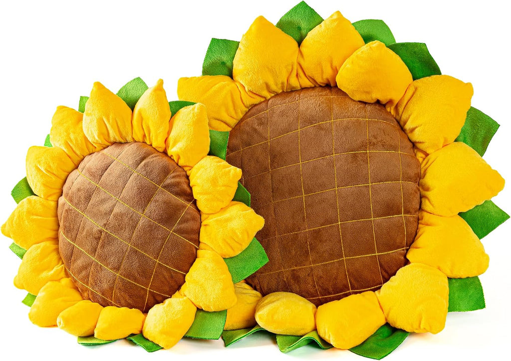 AELS Set of 2 Sunflower Pillow, 3D Decorative Throw Pillow, 20.4"& 16.5" Cute Sunflower Decor for Plant Lover, Sofa Couch Living Room Bedroom Nursery Decor, Yellow