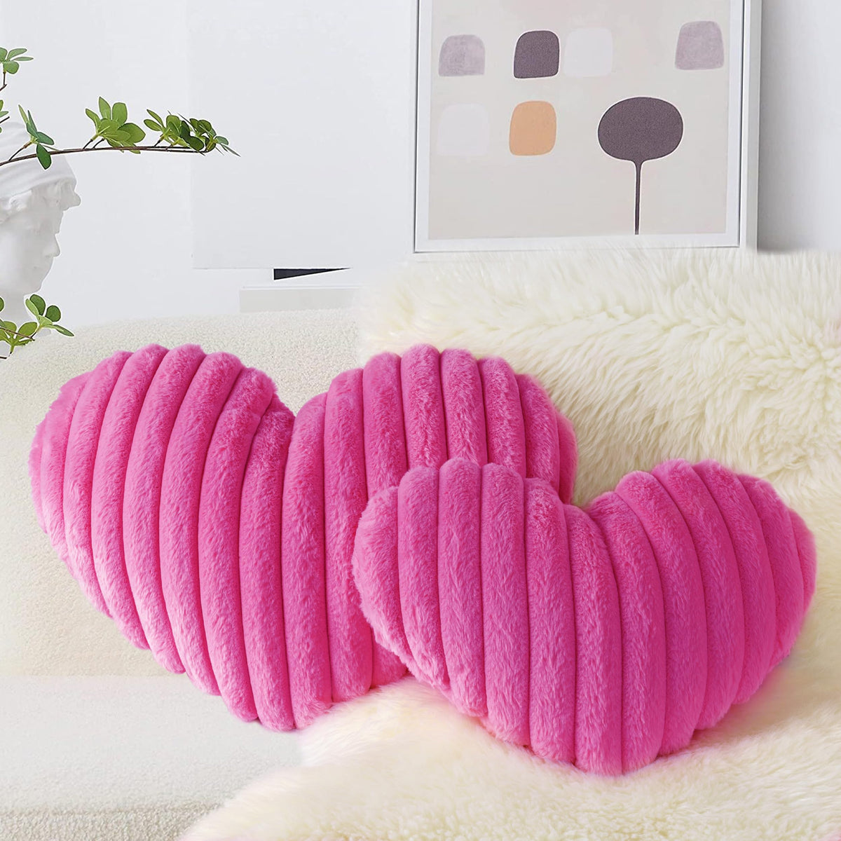 AELS Heart Shaped Pillow, 17.7 Inches Heart Decorative Throw Pillows, Velvet Love Cute Pillows, Valentines Day Decorations, Wedding Decor, Living Room Bedroom Nursery Decor, Golden