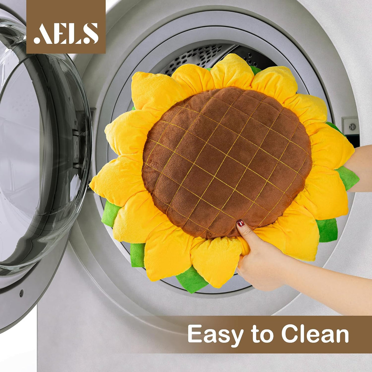 AELS Set of 2 Sunflower Pillow, 3D Decorative Throw Pillow, 20.4"& 16.5" Cute Sunflower Decor for Plant Lover, Sofa Couch Living Room Bedroom Nursery Decor, Yellow