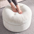 23.6in Round Pouf Ottoman, Chenille Ottoman Foot Rest with Dual‑Layer Support, Large Plush Pouf with Soft Chunk‑Foam Top & Firm Foam Base, Floor Foot Stool for Living Room, Black