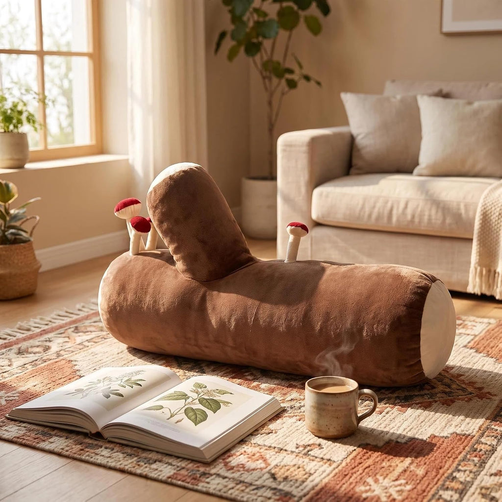 Decorative Mushroom Pillow, Long Cylinder Log Cushion, Fun Plant Pillow