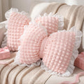 Yousoontic 2 Pcs Bow Throw Pillows 15.7x12.6 in, Velvet, Pink