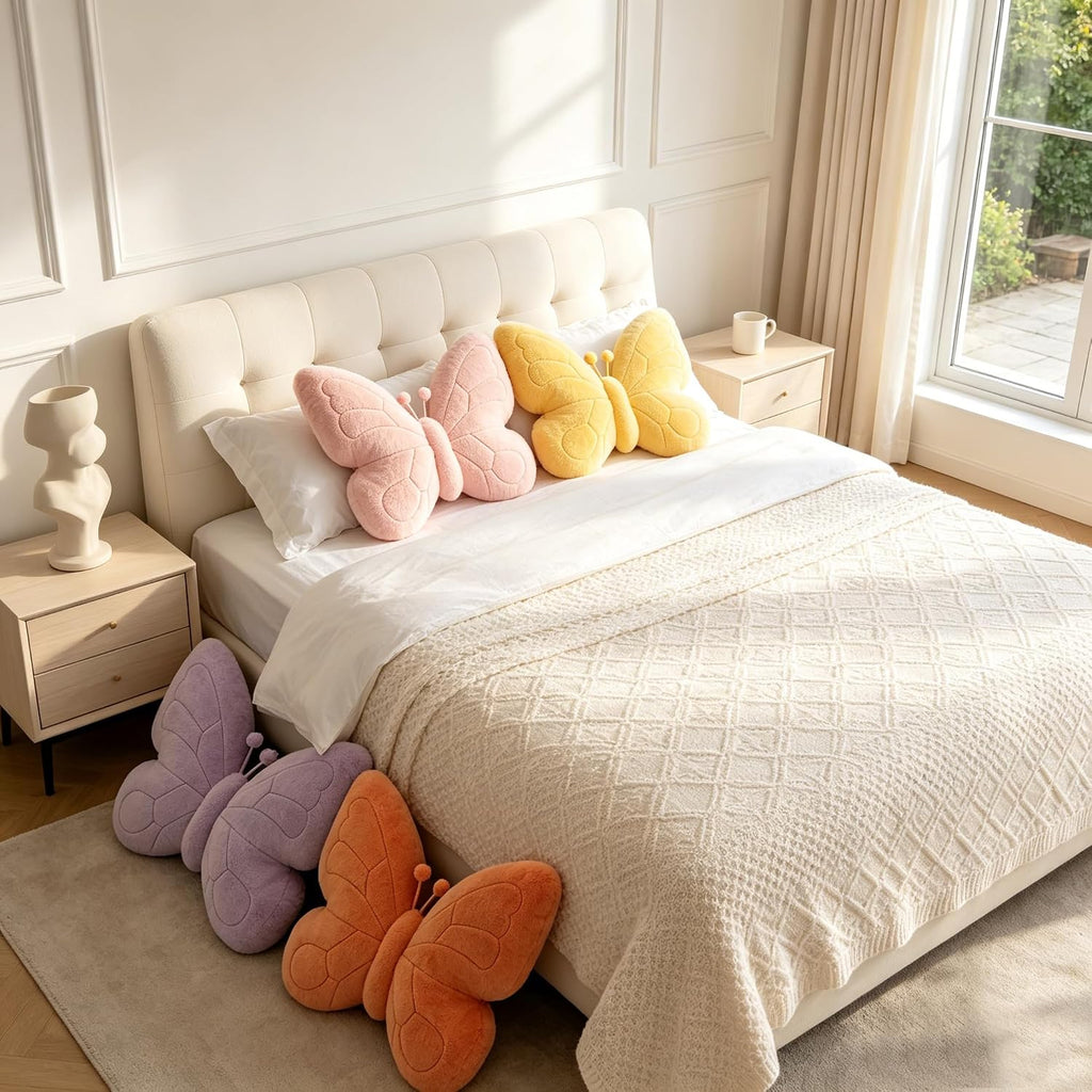 CANGHI Butterfly Pillow,Butterfly Throw Pillow,Pink 15"x18" Plush Cushion