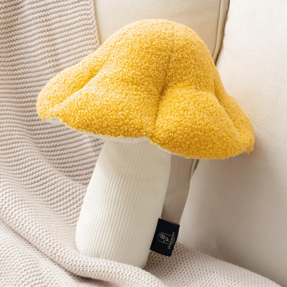 Phantoscope Mushroom Shaped Throw Pillow, Teddy Fleece Soft Mushroom Decorative Pillows Cute 3D Shaped Cushion for Couch Sofa Bed Chair, Light Green,13 x 12 inches
