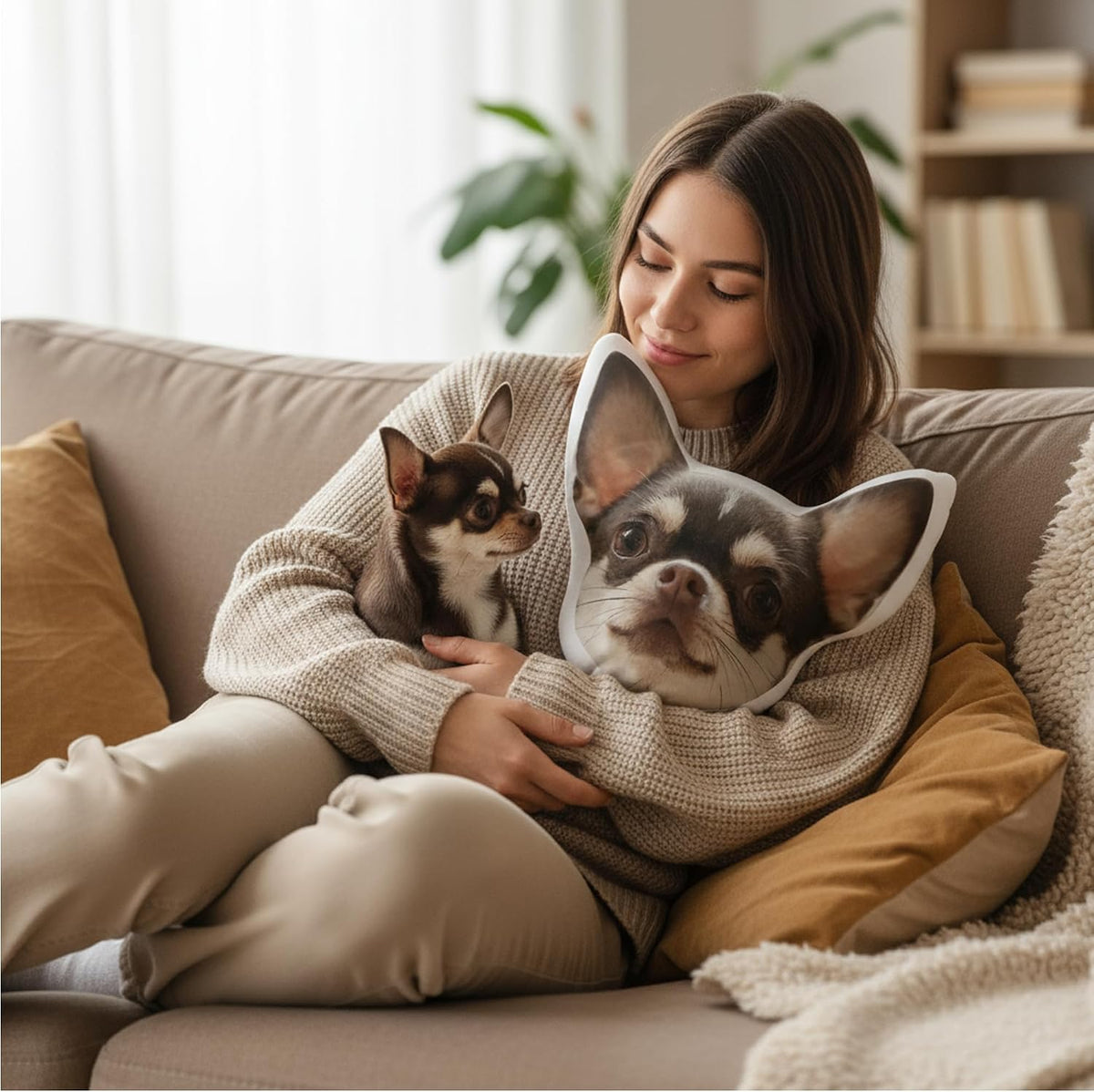 Custom Pet Pillow with Photo - Personalized Face Dog Cat Shaped Pillow - Personlized Pet Memorial Gifts for Loss of Dogs - Birthday Gift for Pets Lover - White Elephant Gift for Mom Dad