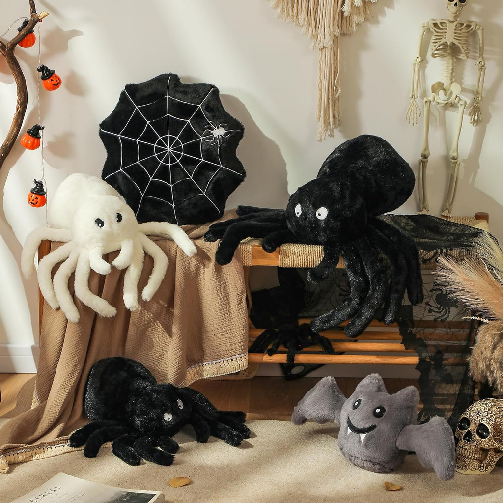 YRXRUS Halloween Spider Pillows, Cute Spider Shaped Throw Pillow for Happy Halloween Decoration, Black Plush Pillows Gifts, Extra-Large 16x22 in Soft Rabbit Fur Pillow for Fall Accent Pillows