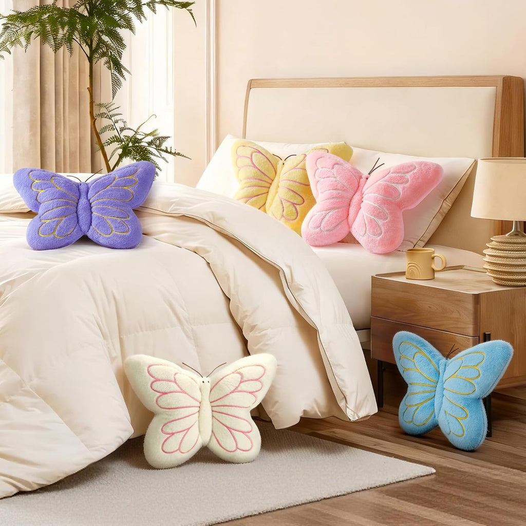 FALAX Yellow Butterfly Shaped Pillow 16.9" Plush Decorative Throw Pillows