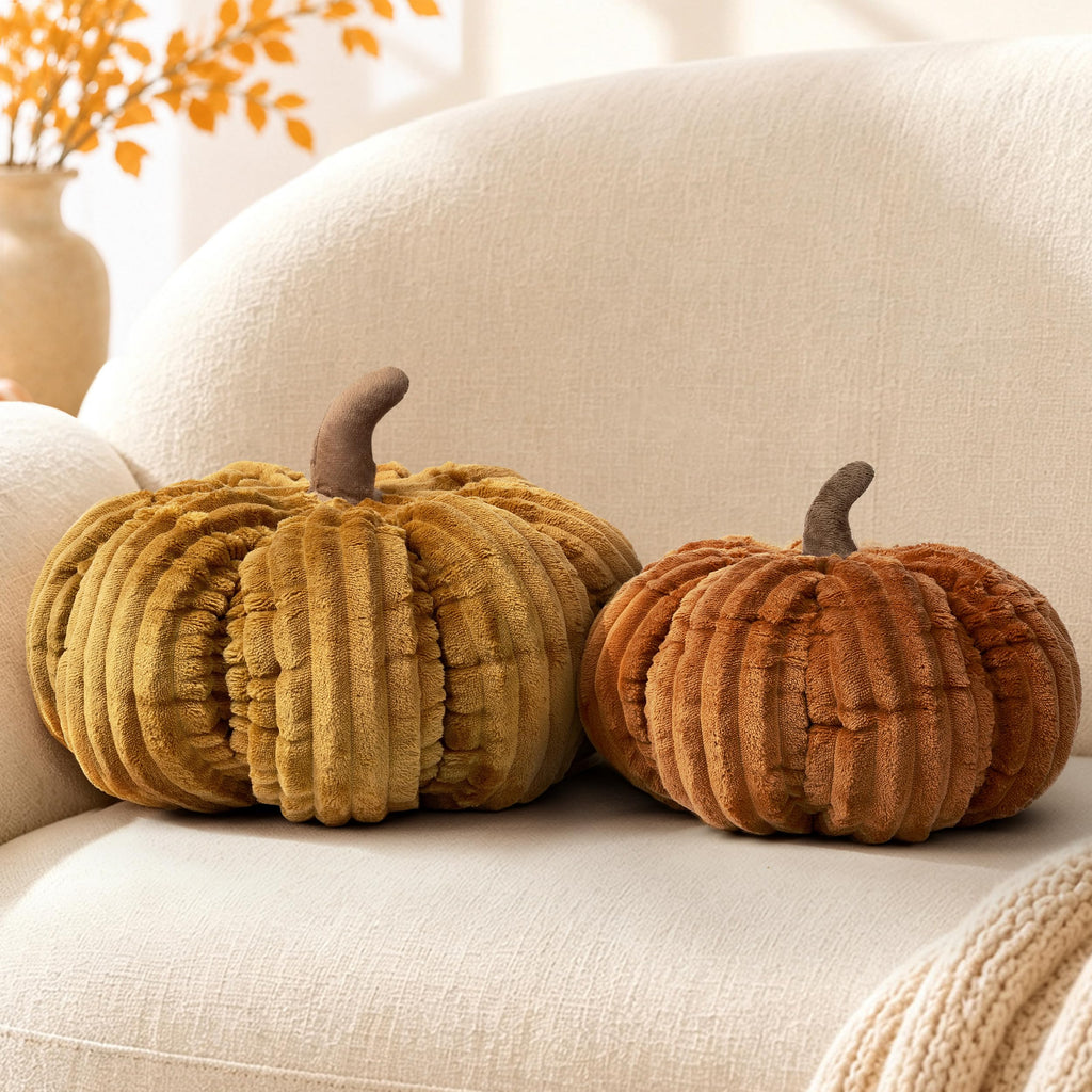 AELS Pumpkin Throw Pillows Set of 2, 14" Burnt Orange & Cinnamon Pillows