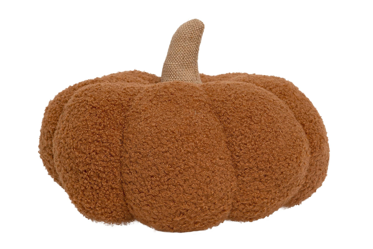 Pearhead Sherpa Pumpkin Pillow Decor, Modern Fall Home, 9", Olive Green
