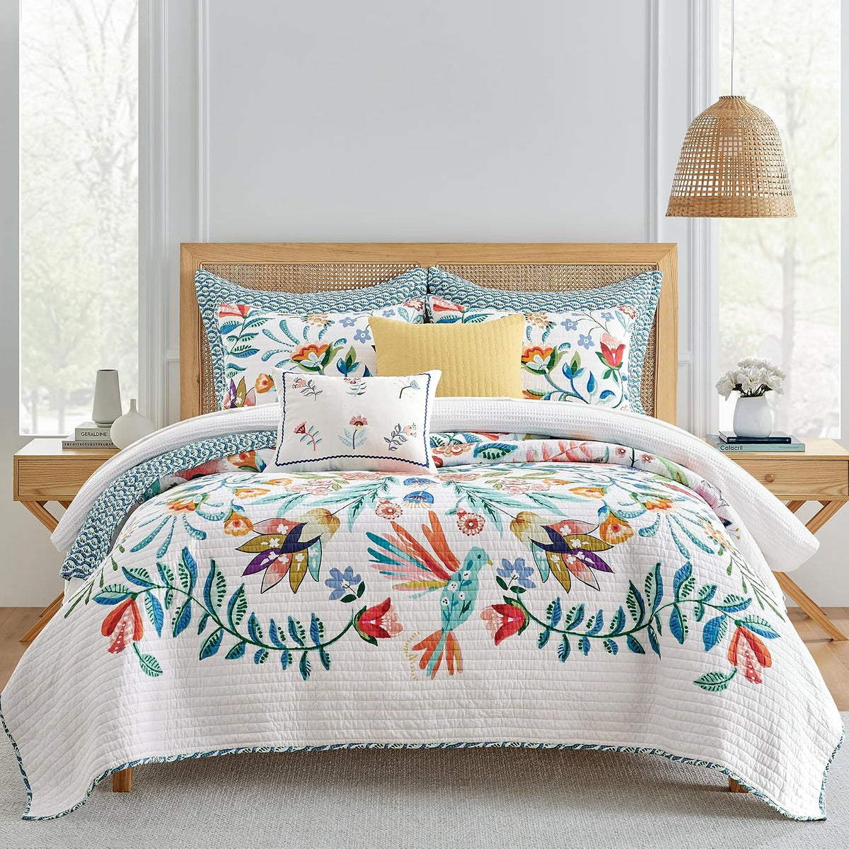 Levtex Home - Danika - Decorative Pillow (14 x 18in.) - Floral - Blue, Pink, Blush and White