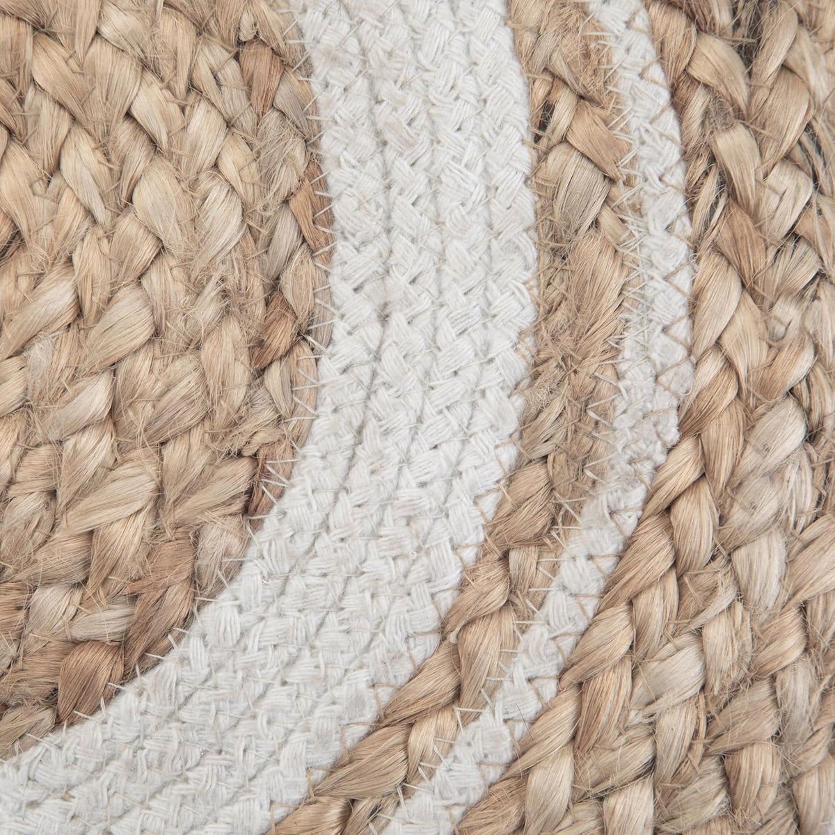 SIMPLIHOME Serena 18" Wide Round Pouf in White/Natural Jute and Cotton