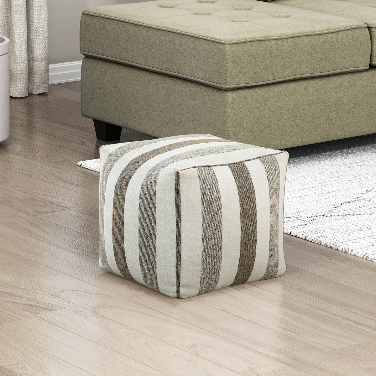 Lexicon Pouf Ottoman, Round Ottoman Foot Rest, Chenille Fabric Pouf, Small Foot Stools for Couch with Filling for Living Room/Bedroom, Multi-Color
