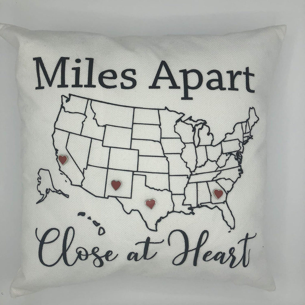 TheSpottedZebras Miles Apart Close at Heart Pillow Cover with 6 Heart Pins