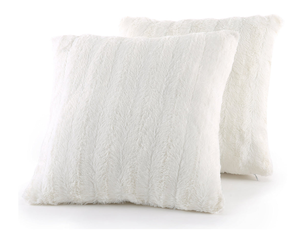 Cheer Collection Faux Fur Throw Pillows - Decorative Pillows for Couch, Bed Throw Pillows, Blue Accent Pillows for Bedroom or Living Room Aesthetic, Set of 2 Furry Throw Pillows, 20" x 20"