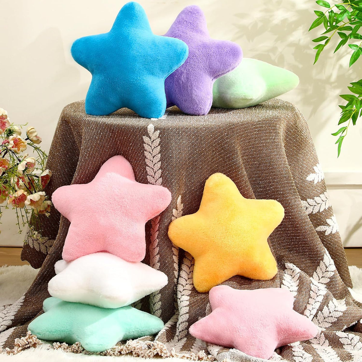 Beeveer 8 Pack Star Shaped Throw Pillow Plush Bulk Decorations, Cute