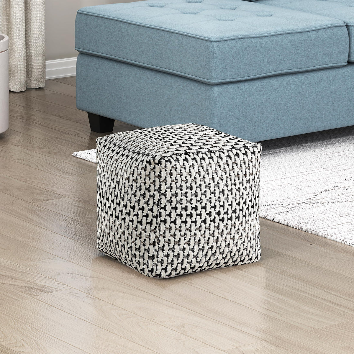 Lexicon Pouf Ottoman, Round Ottoman Foot Rest, Chenille Fabric Pouf, Small Foot Stools for Couch with Filling for Living Room/Bedroom, Multi-Color