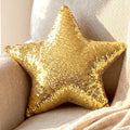 Gold Star Pillow Sequin Throw Pillows 15" Decorative Soft Fluffy