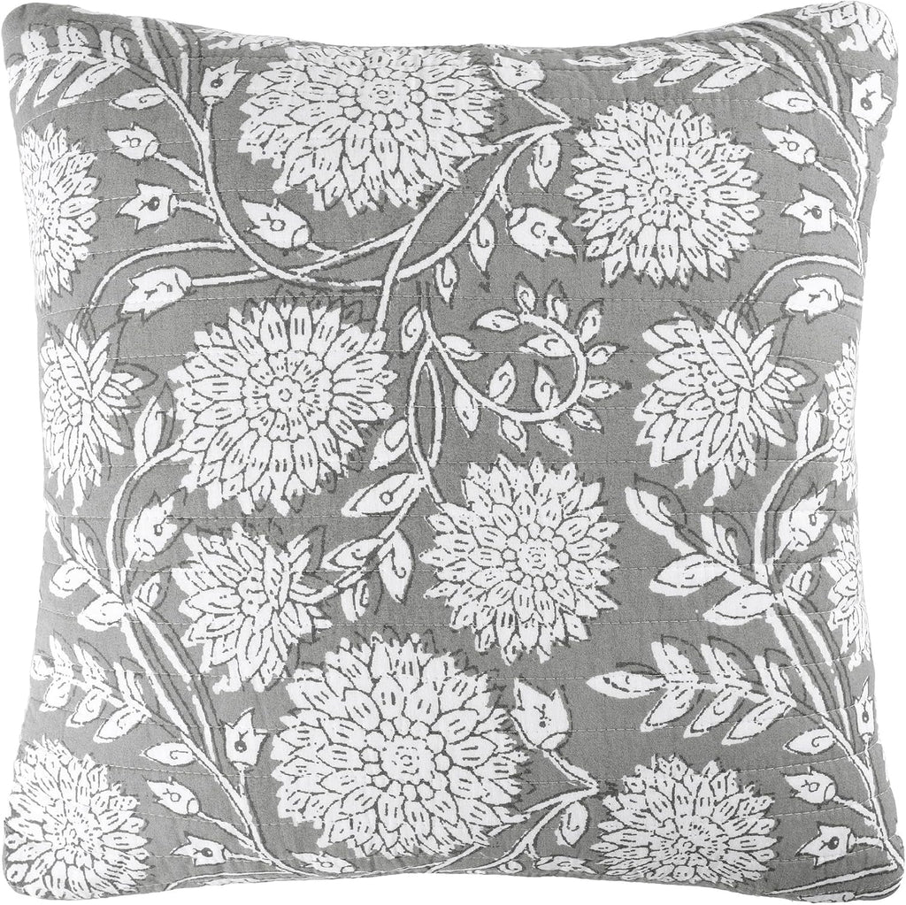 Levtex Home - Adare Taupe - Decorative Pillow (12 x 24in.) - Floral - Taupe, Grey and Cream