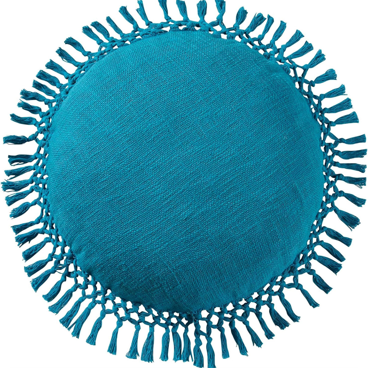 Indigo Ink Tufted Medallion Round Pillow, Yellow, 20 x 20 in