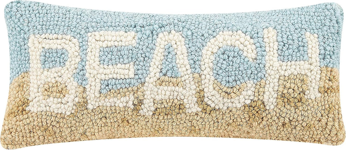Peking Handicraft 30TG449C05OB Blown Filled Hook Throw Pillow, 12-inch Length, Wool and Cotton (Beach)