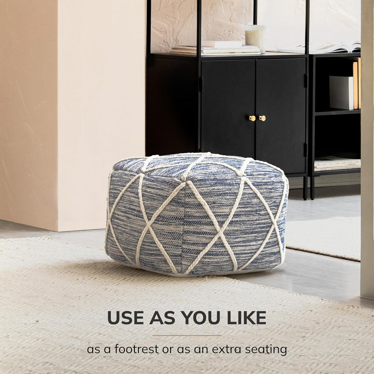 Anji Mountain 16" H x 22" W Handmade Pouf Ottoman for Living Room & Couch