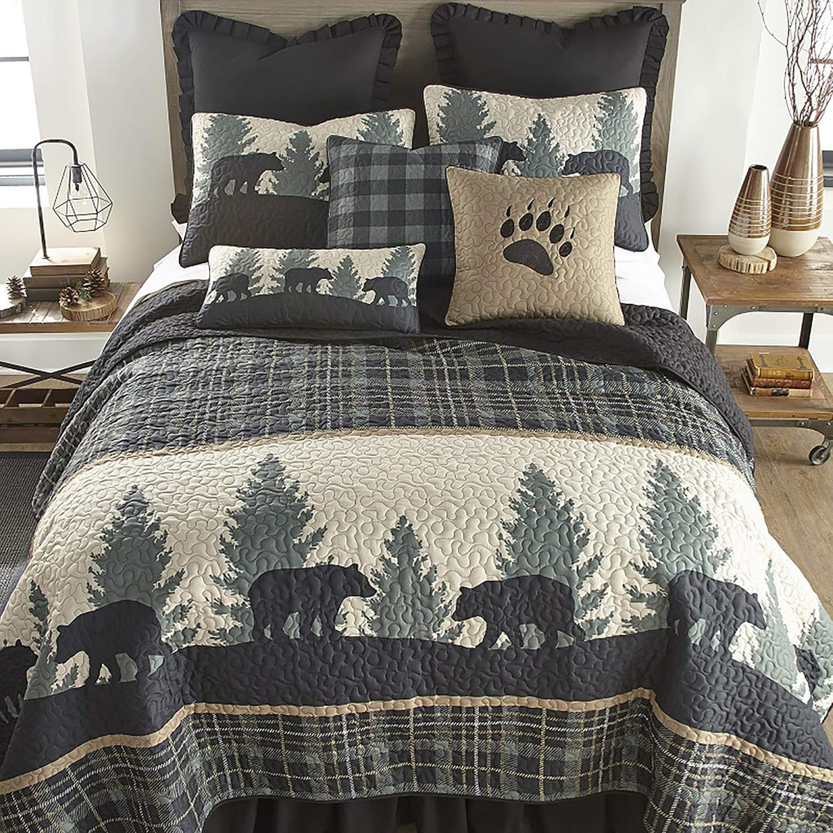 Donna Sharp Bear Walk Plaid Lodge Throw Pillow, 11" x 22"