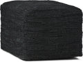 SIMPLIHOME Fredrik 18" Wide Square Pouf in Black Genuine Woven Leather
