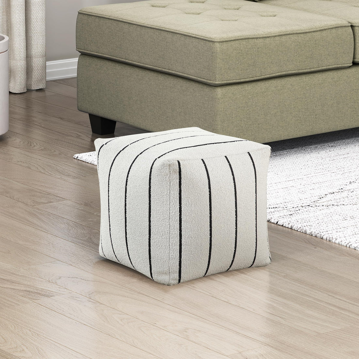 Lexicon Pouf Ottoman, Round Ottoman Foot Rest, Chenille Fabric Pouf, Small Foot Stools for Couch with Filling for Living Room/Bedroom, Multi-Color