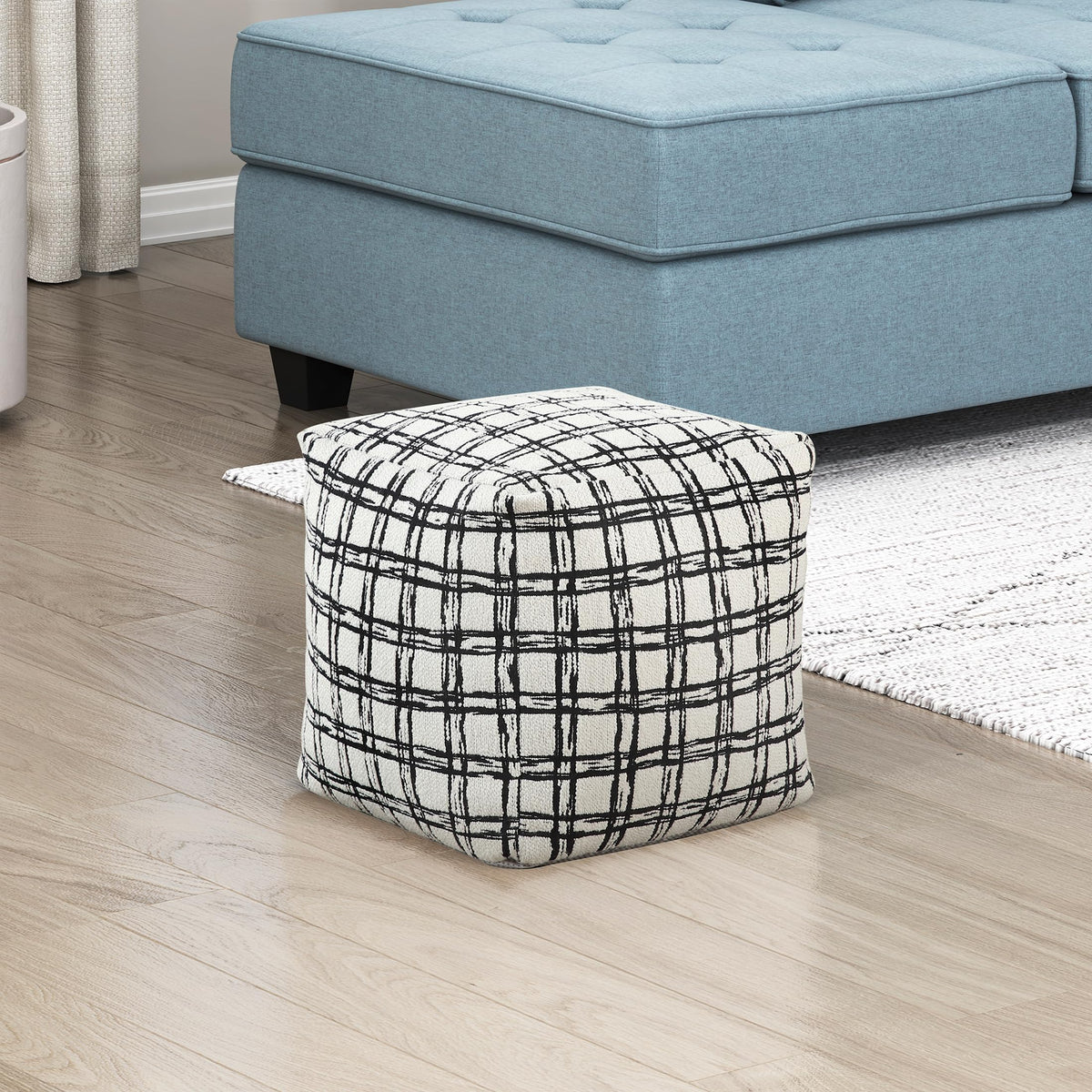 Lexicon Pouf Ottoman, Round Ottoman Foot Rest, Chenille Fabric Pouf, Small Foot Stools for Couch with Filling for Living Room/Bedroom, Multi-Color