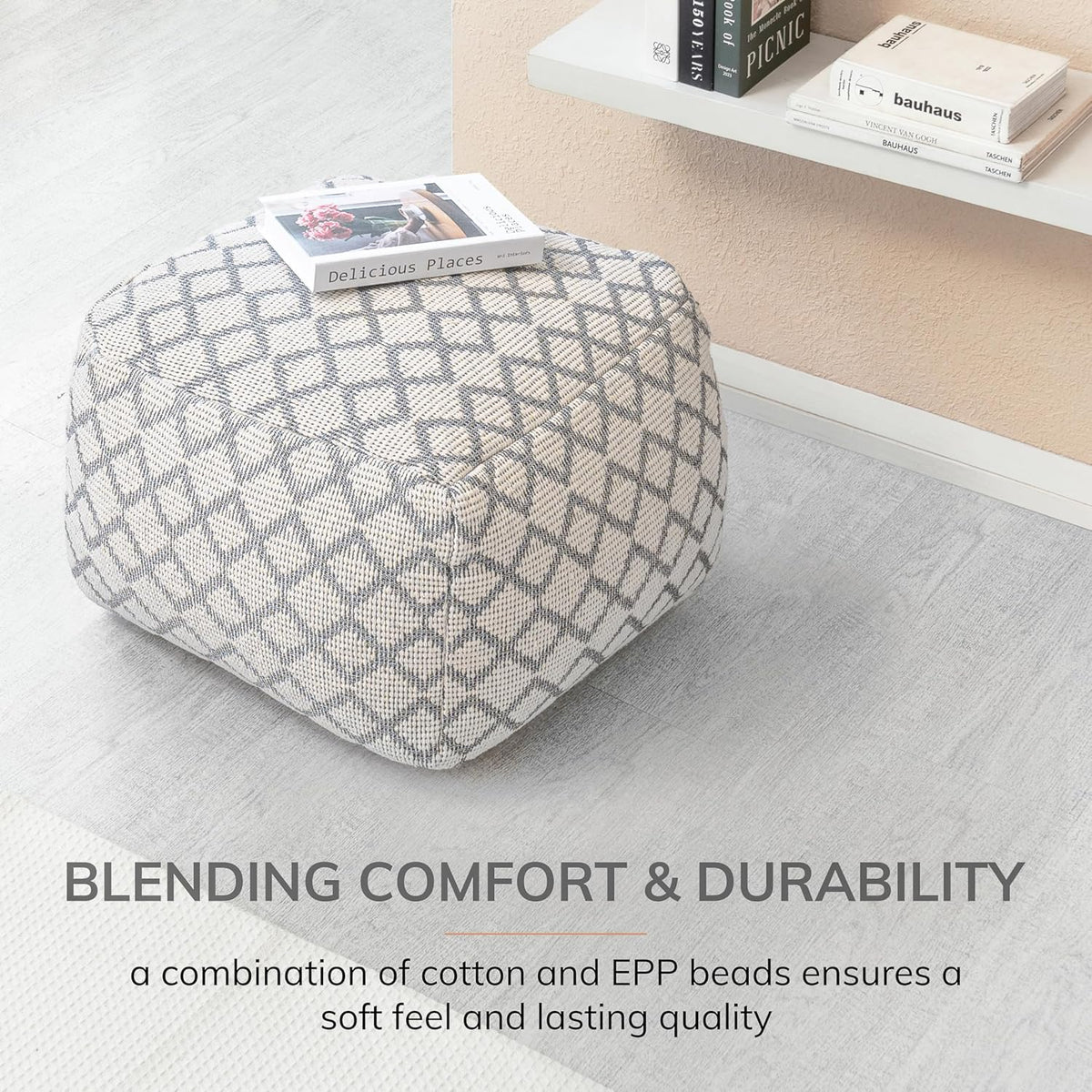Anji Mountain 16" H x 22" W Handmade Pouf Ottoman for Living Room & Couch
