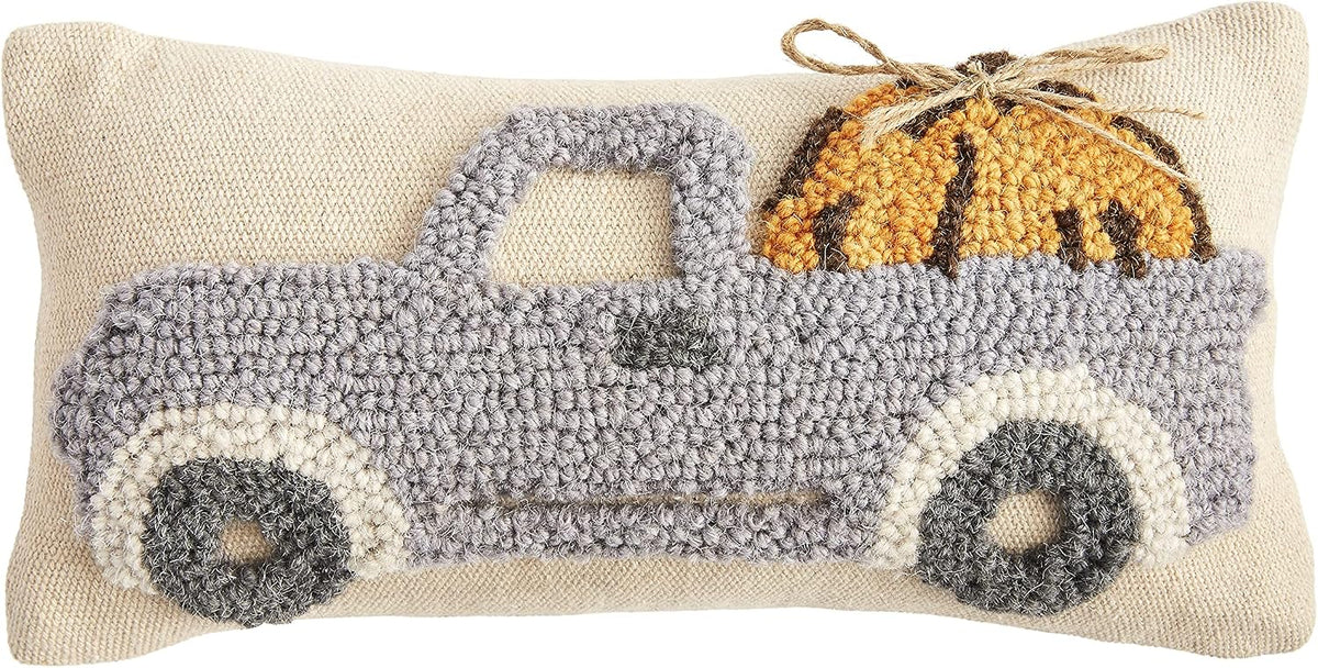 Mu dPie Fall Mini Hooked Pillow, Pumpkin Trio, 6" x 12"