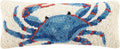 Peking Handicraft 30TG446C05OB Blown Filled Hook Throw Pillow, 12-inch Length, Wool and Cotton (Blue Crab)