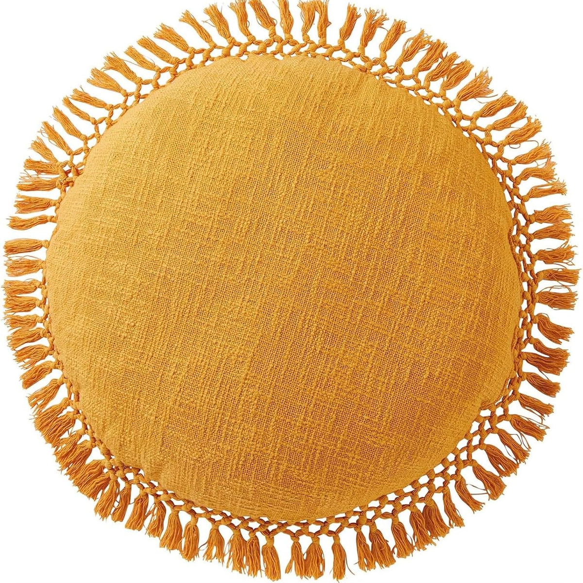 Indigo Ink Tufted Medallion Round Pillow, Yellow, 20 x 20 in