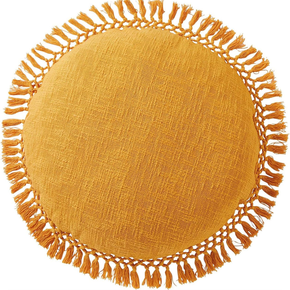 Indigo Ink Tufted Medallion Round Pillow, Yellow, 20 x 20 in