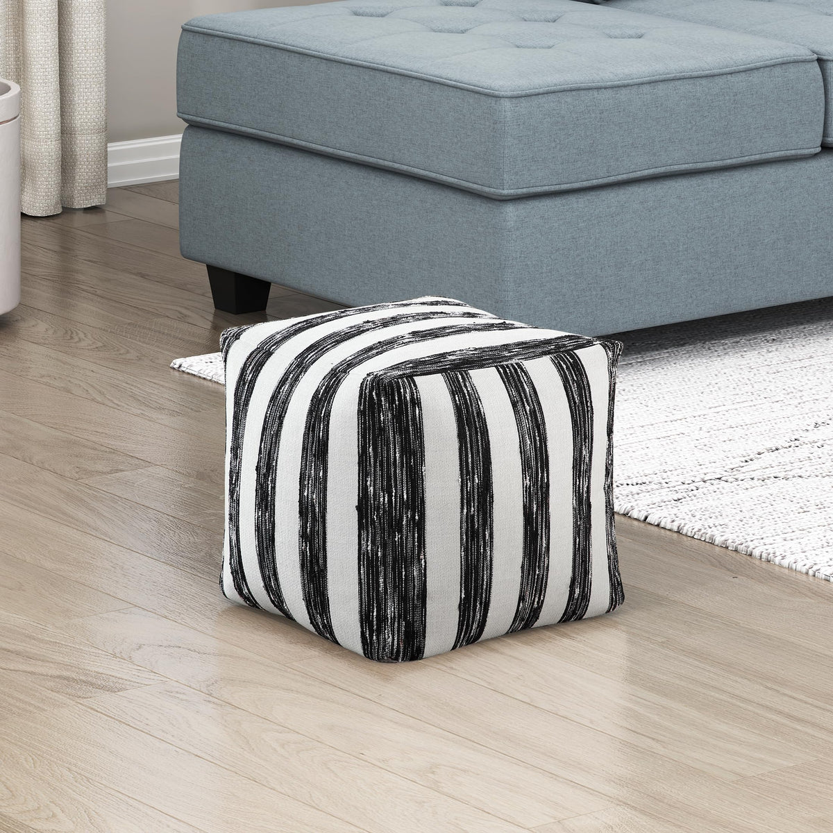 Lexicon Pouf Ottoman, Round Ottoman Foot Rest, Chenille Fabric Pouf, Small Foot Stools for Couch with Filling for Living Room/Bedroom, Multi-Color