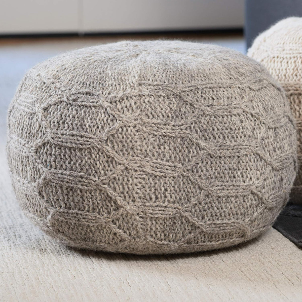 Christopher Knight Home Malibu Fabric Pouf, Grey