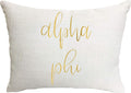 Sorority Shop Alpha Phi Pillow – Gold Script Design, 12" x 16" Lumbar Pillow Sorority