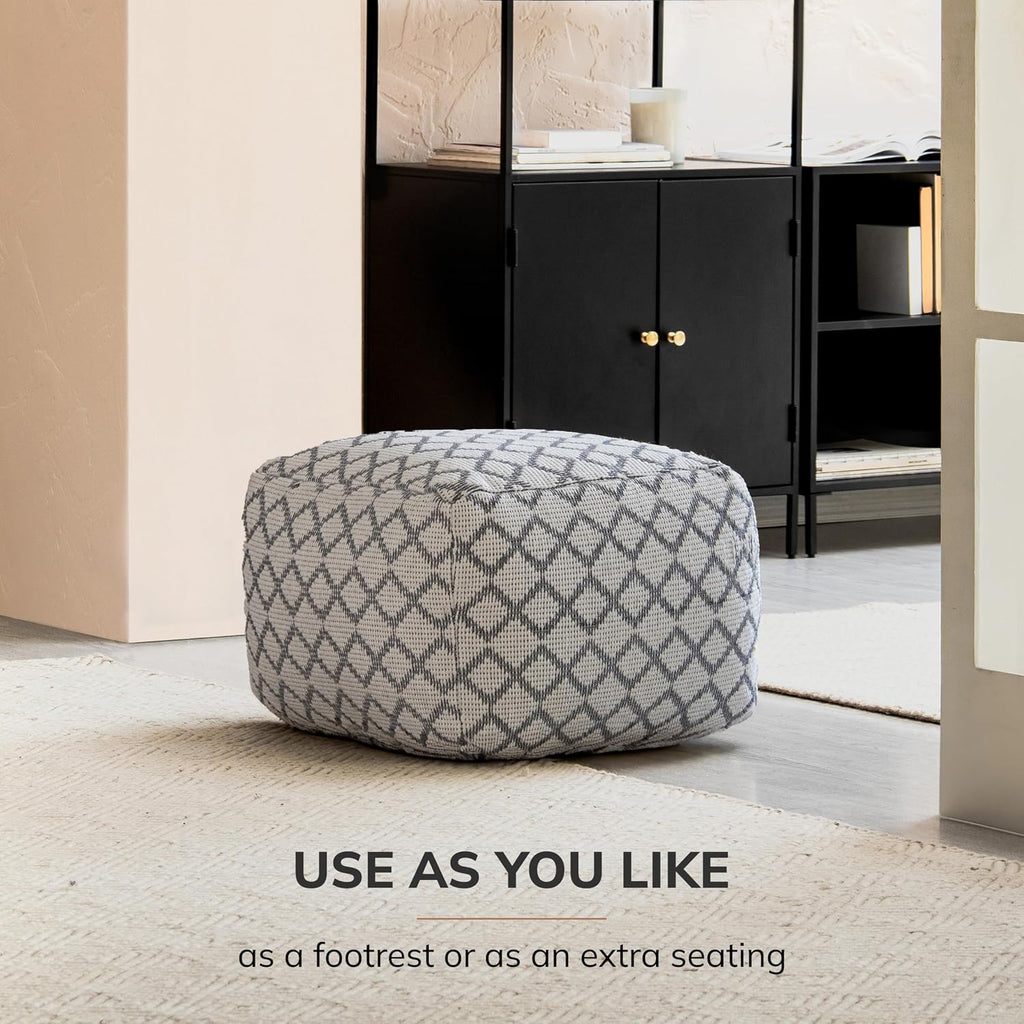Anji Mountain 16" H x 22" W Handmade Pouf Ottoman for Living Room & Couch