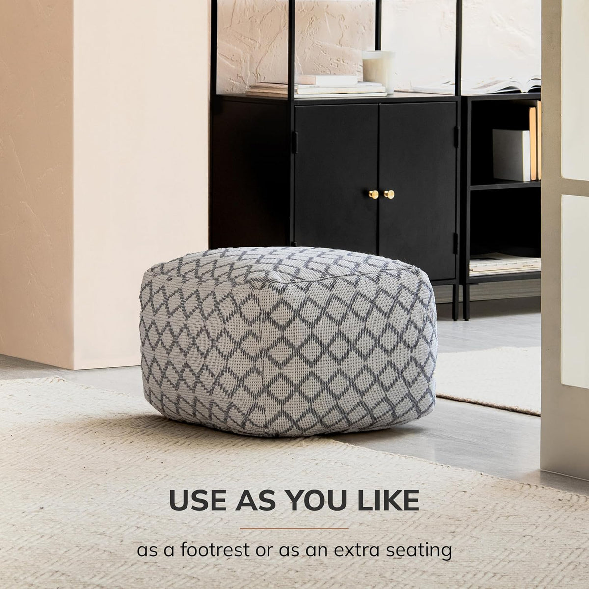 Anji Mountain 16" H x 22" W Handmade Pouf Ottoman for Living Room & Couch