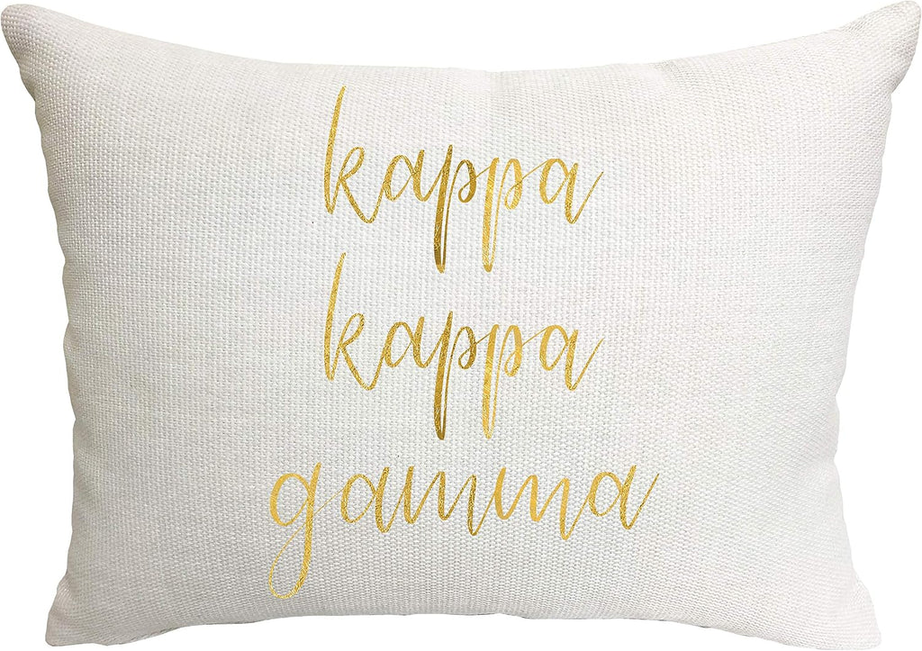 Sorority Shop Kappa Kappa Gamma Pillow – Gold Script Design, 12" x 16" Lumbar Pillow Sorority
