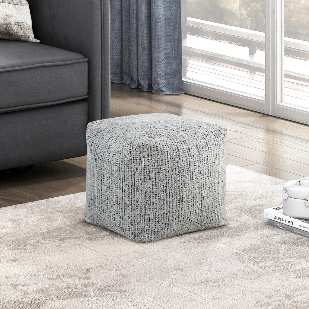Lexicon Pouf Ottoman, Round Ottoman Foot Rest, Chenille Fabric Pouf, Small Foot Stools for Couch with Filling for Living Room/Bedroom, Multi-Color