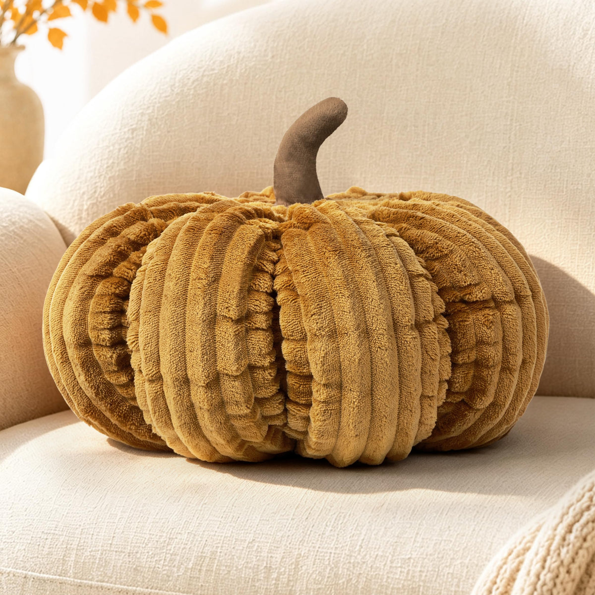 AELS Pumpkin Throw Pillows Set of 2, 14" Burnt Orange & Cinnamon Pillows