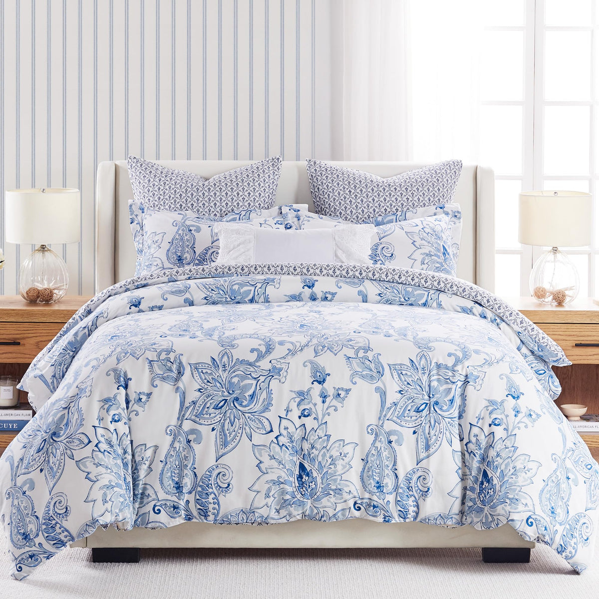 Levtex Home - Bennett - Decorative Pillow (14 x 18in.) - Stay in Bed - Blue and White