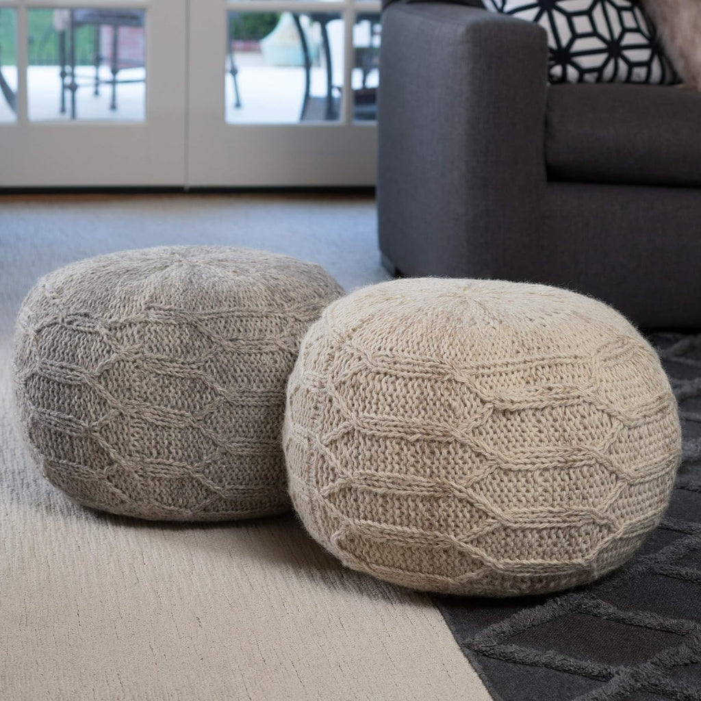 Christopher Knight Home Malibu Fabric Pouf, Grey