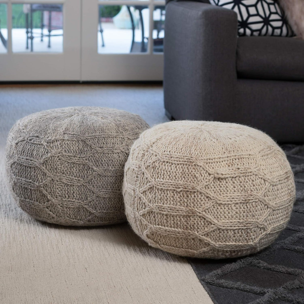 Christopher Knight Home Malibu Fabric Pouf, Grey