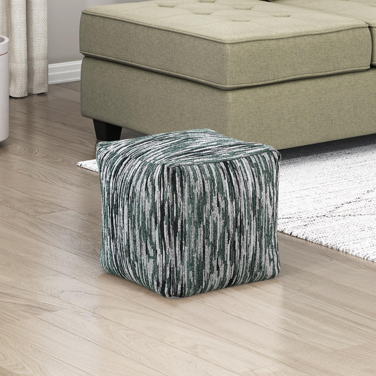 Lexicon Pouf Ottoman, Round Ottoman Foot Rest, Chenille Fabric Pouf, Small Foot Stools for Couch with Filling for Living Room/Bedroom, Multi-Color