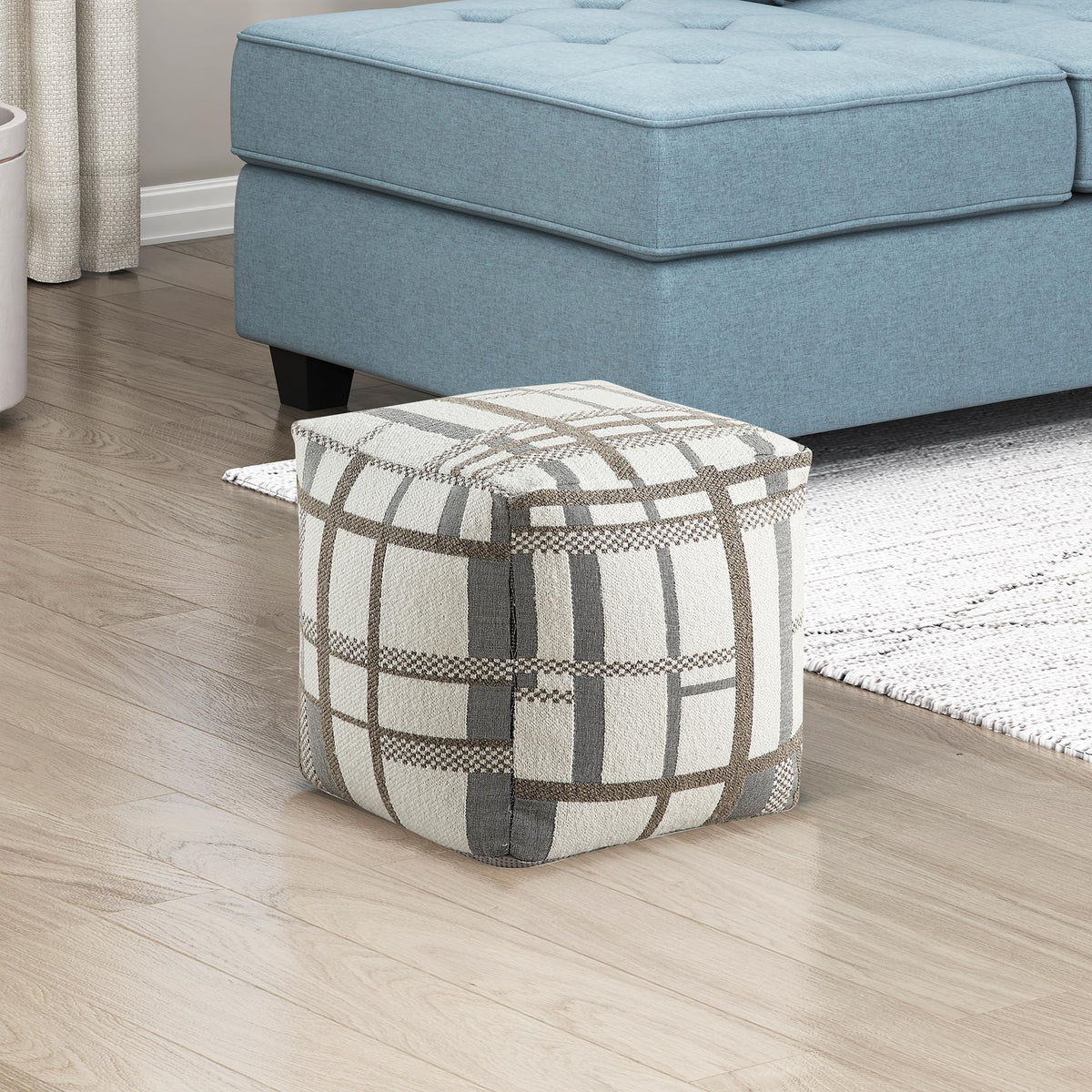 Lexicon Pouf Ottoman, Round Ottoman Foot Rest, Chenille Fabric Pouf, Small Foot Stools for Couch with Filling for Living Room/Bedroom, Multi-Color