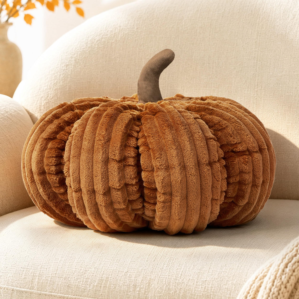 AELS Pumpkin Throw Pillows Set of 2, 14" Burnt Orange & Cinnamon Pillows