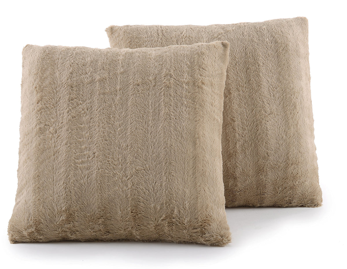 Cheer Collection Faux Fur Throw Pillows - Decorative Pillows for Couch, Bed Throw Pillows, Blue Accent Pillows for Bedroom or Living Room Aesthetic, Set of 2 Furry Throw Pillows, 20" x 20"